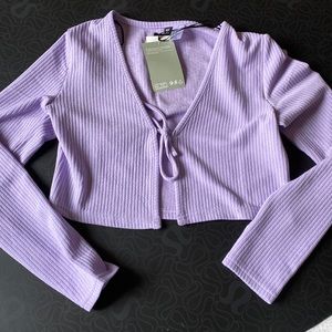 Purple ribbed sweater pull over